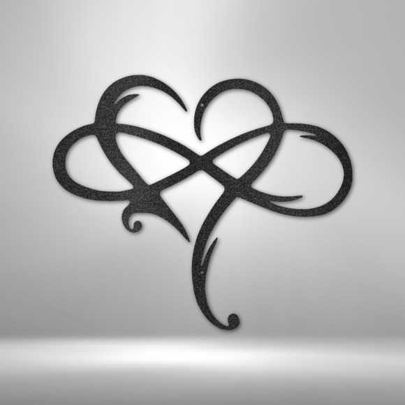 Infinity and Heart Steel Sign Laser Cut Powder Coated Home & Office Metal Wall D